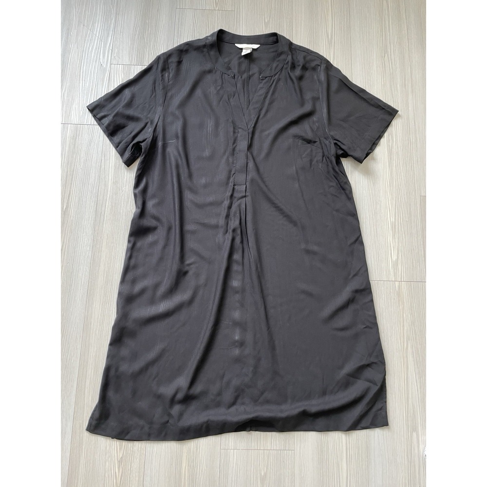 Black H&M Shirt Dress Size Small Short Sleeve Funeral Casual Work